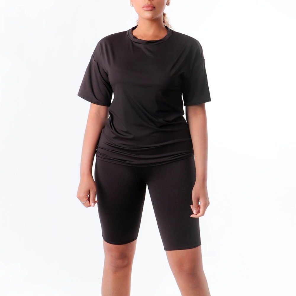 BLACK Biker Short Set